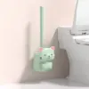 Porte brosse WC chat vert pastel, design mignon pour salle de bain.