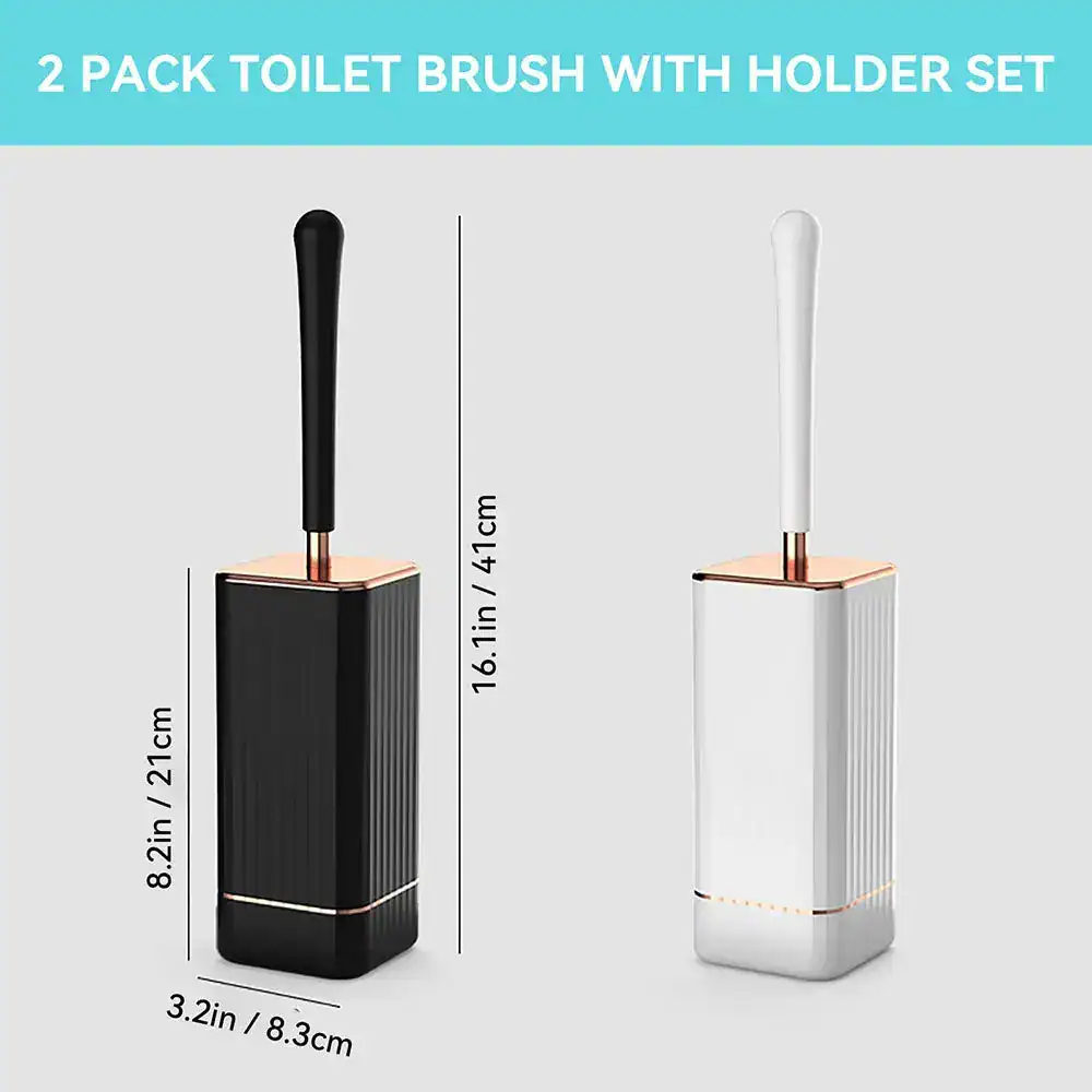 Brosse WC suspendue design, ensemble de 2, noir et blanc, avec support.