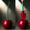 Brosse toilette cerise rouge avec manche vert, design fruité pour WC.