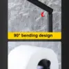 Brosse WC et dérouleur papier noir avec design incurvé à 90 degrés.