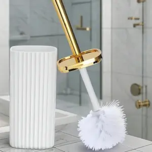 Brosse WC Blanc Et Doré