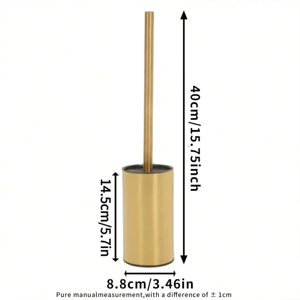 Brosse WC or, design élégant, dimensions 40 cm, pour salle de bain moderne.