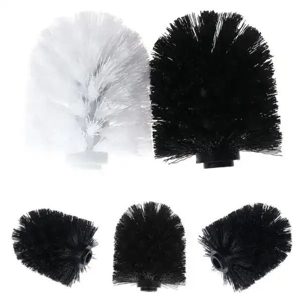 Têtes de brosse WC à visser, disponibles en blanc et noir, pour entretien des toilettes.