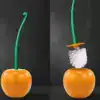 Brosse Toilette Cerise, design fruité, forme cerise, couleur orange et vert.