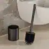 Brosse WC noire de qualité avec support, design moderne pour salle de bain.