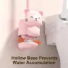 Porte brosse WC chat rose, base creuse pour éviter l'accumulation d'eau.