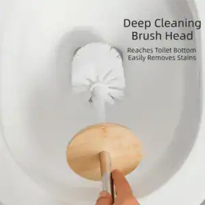 Brosse Toilette Blanc Et Bois