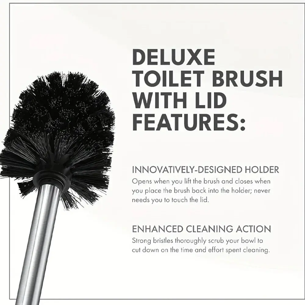 Brosse WC avec tête de rechange noire, design innovant, nettoyage efficace.