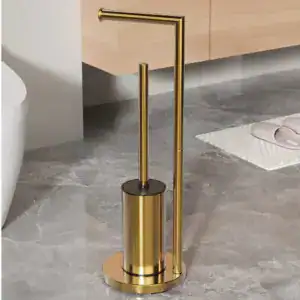 Ensemble Porte Papier Toilette Et Brosse Doré