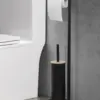 Brosse WC et porte papier toilette combinés, design noir moderne pour salle de bain.