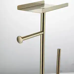 Serviteur WC Avec Brosse Et Porte Papier Doré