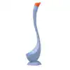 Brosse WC incurvée bleue avec poignée orange, design ergonomique pour nettoyage efficace.