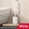 Brosse WC Boule blanche, design moderne, installation sans vis, dimensions 35cm.