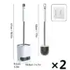 Brosse WC avec support mural, ensemble de deux, design moderne, facile à ranger.