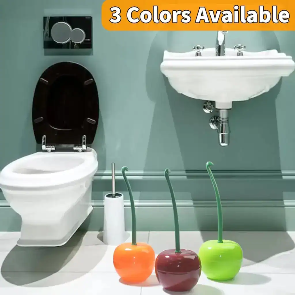 Brosse toilette cerise en forme de fruit, disponible en 3 couleurs : orange, rouge et vert.