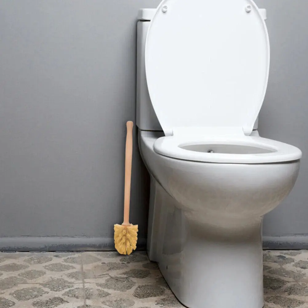 Brosse WC manche bois, brosse toilette en bois, entretien WC, salle de bain.