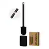 Brosse toilette noire mat avec support et boîte d'emballage.