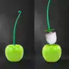 Brosse toilette cerise verte, design fruité pour WC, brosse WC stylisée en cerise.