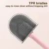 Brosse WC chat avec poignée rose et poils TPR, facile à rincer et à nettoyer.