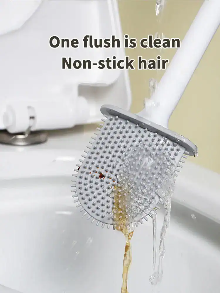 Brosse WC murale blanche, design moderne, facile à nettoyer, élimine les résidus, idéale pour toilettes.