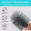 Brosse WC suspendue design en silicone gris, poignée dorée, nettoyage efficace, poils non adhérents, résistante à la.