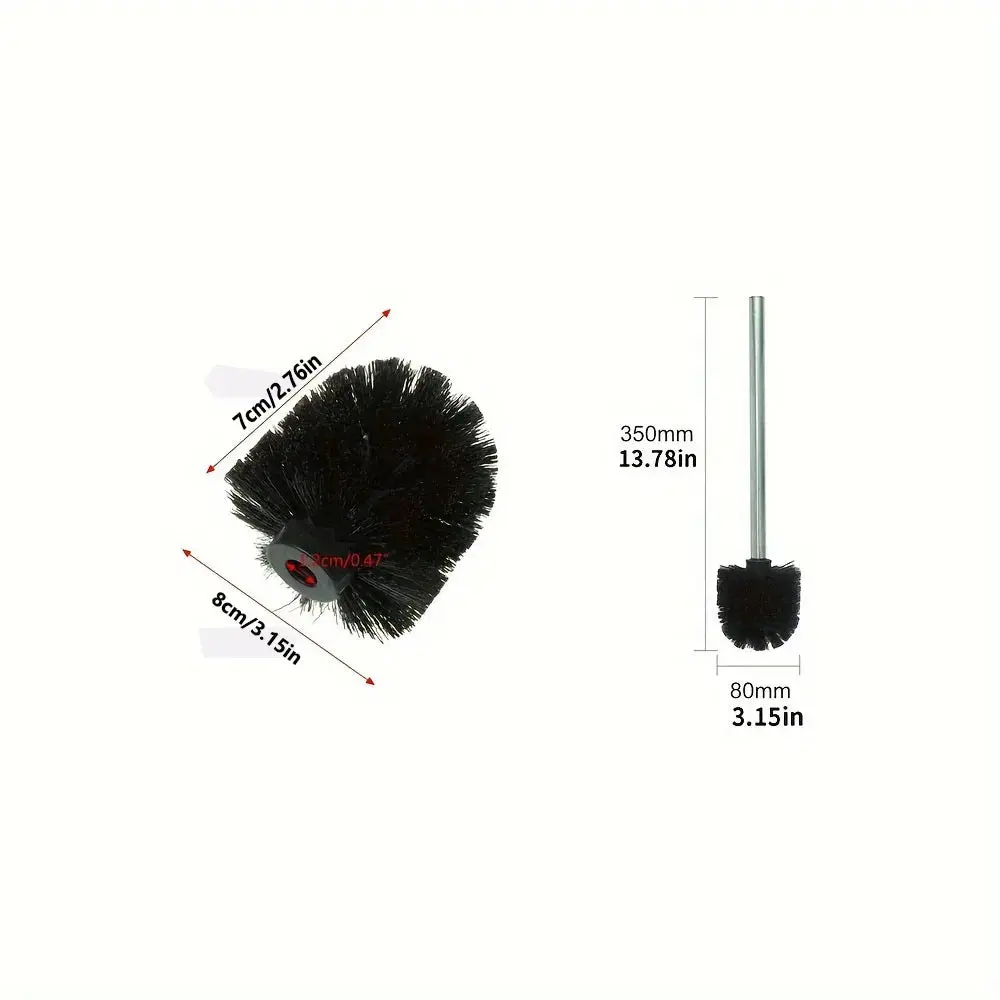 Brosse toilette avec tête de rechange noire, dimensions détaillées pour entretien WC.