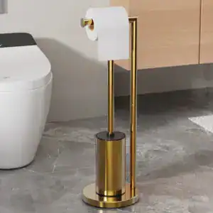 Ensemble Porte Papier Toilette Et Brosse Doré