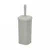 Brosse WC avec couvercle gris, design tressé, pour salle de bain.